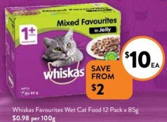 Foodworks Whiskas Favourites Wet Cat Food 12 Pack x 85g offer