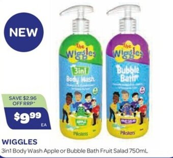 WIGGLES 3in1 Body Wash Apple or Bubble Bath Fruit Salad 750mL