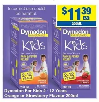My Chemist Dymadon for Kids 2 Years - 12 Years Orange or Strawberry Flavour 200ml offer