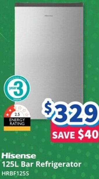 Bi-Rite Hisense 125L Bar Refrigerator offer