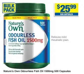 My Chemist Nature's Own Odourless Fish Oil 1500mg 500 Capsules offer