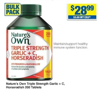 My Chemist Nature's Own Triple Strength Garlic + C, Horseradish 200 Tablets offer