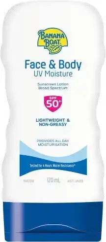 Banana Boat Face & Body UV Moisture SPF50+ 120mL**