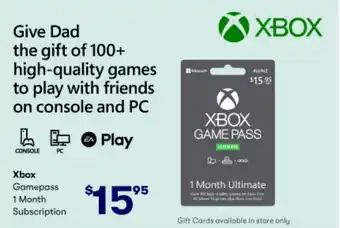 BIG W Xbox gamepass 1 monh subscription offer