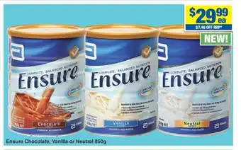 My Chemist Ensure Chocolate, Vanilla or Natural 850g offer