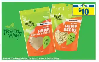 Healthy Way Happy Hemp Powder or Seeds 200g