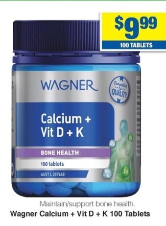 My Chemist Wagner Calcium + Vit D + K 100 Tablets offer