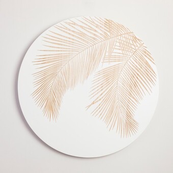 Pillow Talk Round palm carved timber wall art by m.u.s.e offer