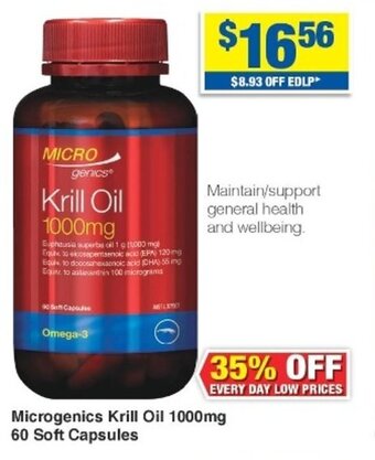 My Chemist Microgenics Krill Oil 1000mg 60 Soft Capsules offer