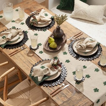 Pillow Talk Palm springs green table linen range by habitat offer