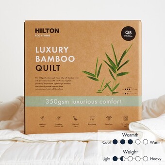 Pillow Talk Eco living luxury 350gsm bamboo quilt by hilton offer