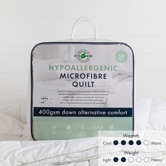 Pillow Talk Hypoallergenic 400gsm microfibre quilt by greenfirst offer