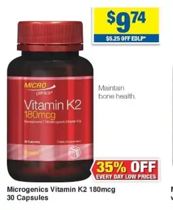Mcrogenics Vitamin K2 180mcg 30 Capsules