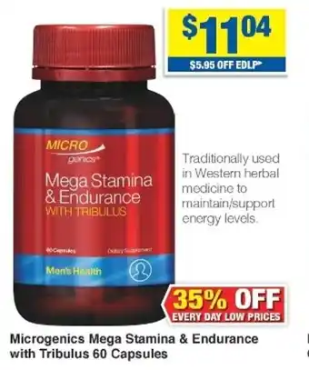 My Chemist Microgenic Mega Stamina & Endurance with Tribulus 60 Capsules offer