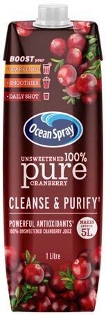 IGA Ocean spray unsweetened 100% pure cranberry 1 litre offer