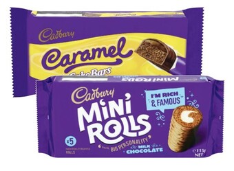 Coles Cadbury cake bars or rolls 105g-130g offer
