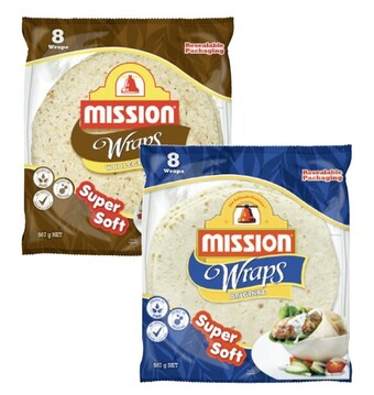 Coles Mission wraps 8 pack 567g offer