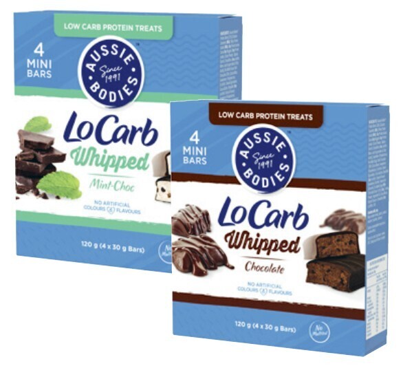 Coles Aussie bodies lo carb whipped bars 4 pack 120g offer