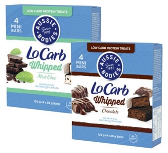 Aussie bodies lo carb whipped bars 4 pack 120g
