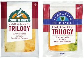 Coles South cape or tasmanian heritage trilogy cheese 140g offer