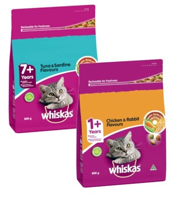 Coles Whiskas dry cat food 800g offer