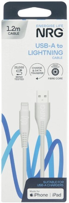 Coles Nrg usb a lightning cable white 1.2 metres 1 each offer
