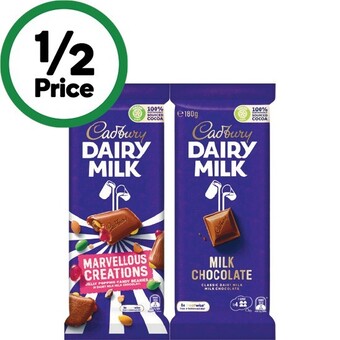 Woolworths Cadbury dairy milk, marvellous creations or bubbly 160-190g offer