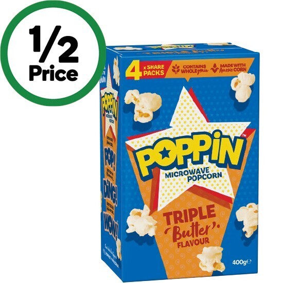 Poppin microwavable popcorn 400g offer at Woolworths