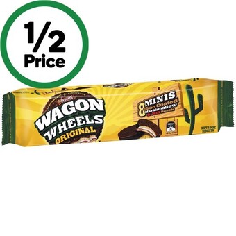 Woolworths Arnott’s chocolate coated biscuits 160-200g, arnott’s wagon wheels mini 190g pk 8 or arnott’s choc scotch finger biscuits 250 offer