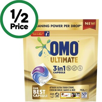 Woolworths Omo ultimate laundry capsules pk 28 offer