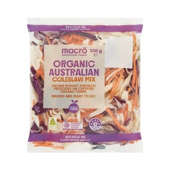 Woolworths Macro organic australian coleslaw mix 200g pack offer