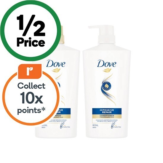 Woolworths Dove shampoo or conditioner 820ml offer