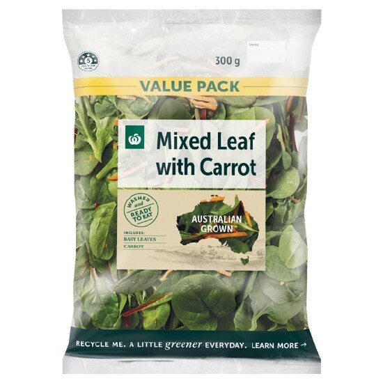 Woolworths australian mixed leaf with carrot 300g pack offer at Woolworths