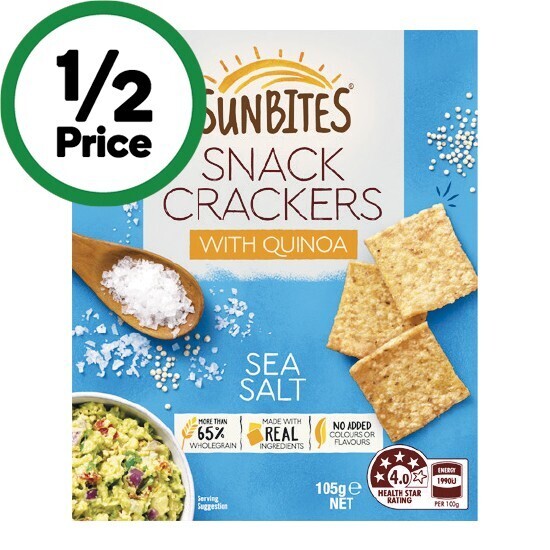 Woolworths Sunbites crackers 105-110g offer