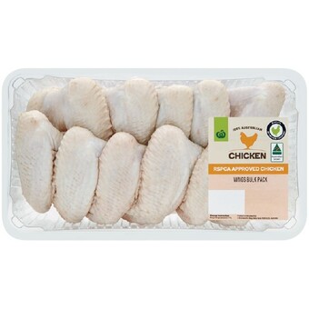 Woolworths Australian fresh rspca approved chicken wings bulk tray – from the meat dept offer