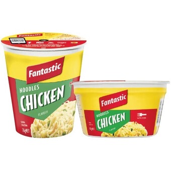 Woolworths Fantastic noodle cup or bowl 45-80g offer