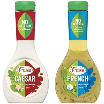 Woolworths Praise dressings 330ml offer
