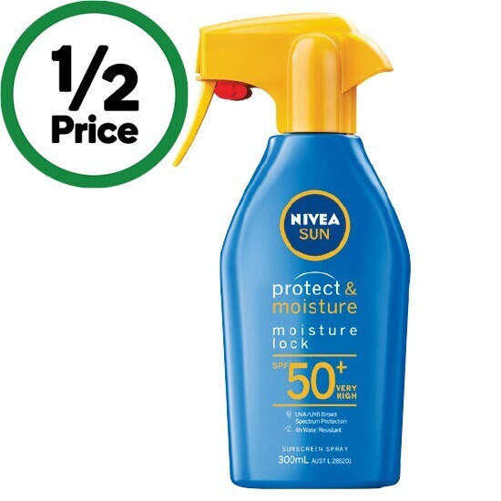 Woolworths Nivea sun protect & moisture lock sunscreen spray spf 50+ 300ml offer