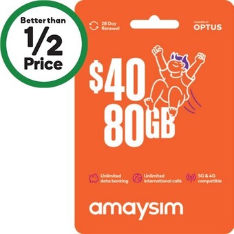 Woolworths Amaysim $40 starter kitδ offer