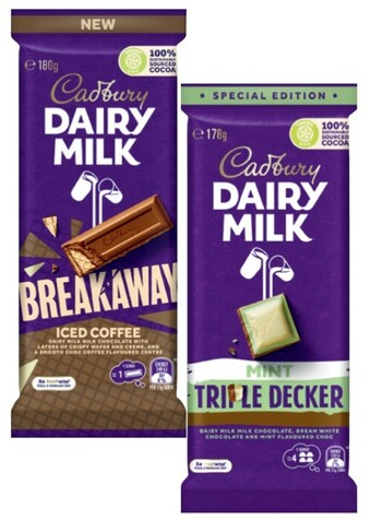 Coles Cadbury dairy milk block chocolate varieties 160g-190g offer