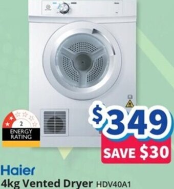 Bi-Rite Haier 4kg Vented Dryer offer