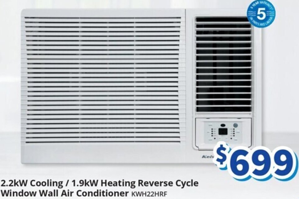kelvinator 2.2kW Cooling / 1.9kW Heating Reverse Cycle Window Wall Air