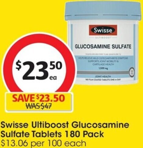 Coles Swisse Ultiboost Glucosamine Sulfate Tablets 180 Pack offer