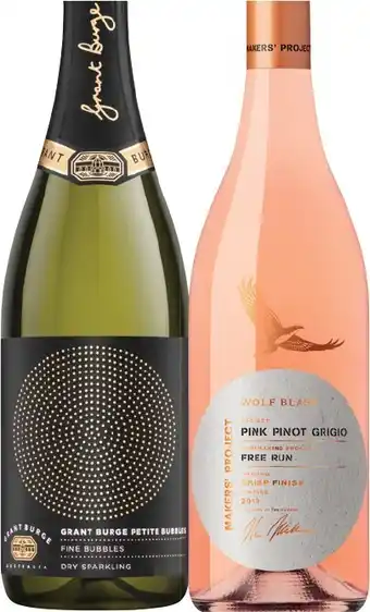 IGA Grant Burge Sparkling Petite Bubbles or Wolf Blass Makersu2019 Project 750mL Varieties offer