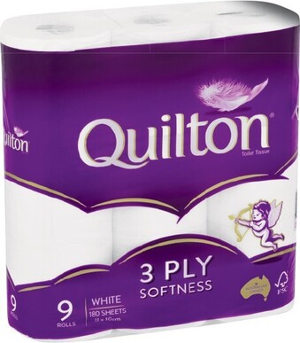 IGA Quilton Toilet Roll 3 Ply 9 Pack offer