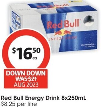 Coles Red Bull Energy Drink 8x250mL offer