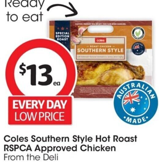 Coles Southern Style Hot Roast RSPCA Approved Chicken offer at Coles