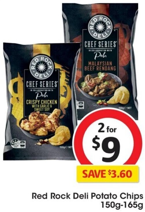 Red Rock Deli Potato Chips 150g165g offer at Coles