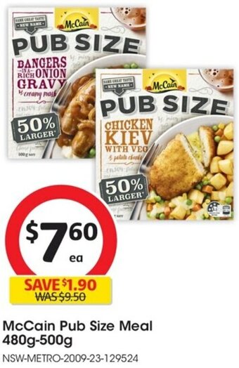 McCain Pub Size Meal 480g-500g