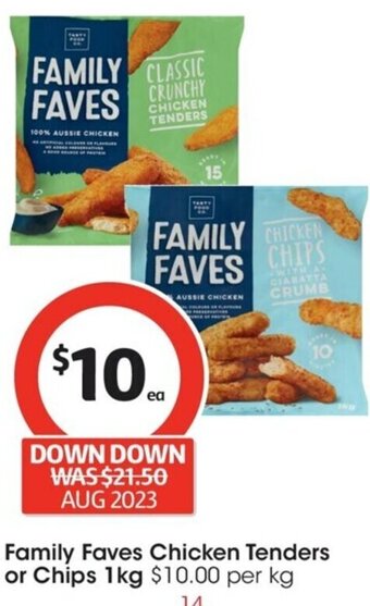 Coles Family Faves Chicken Tenders or Chips 1kg offer